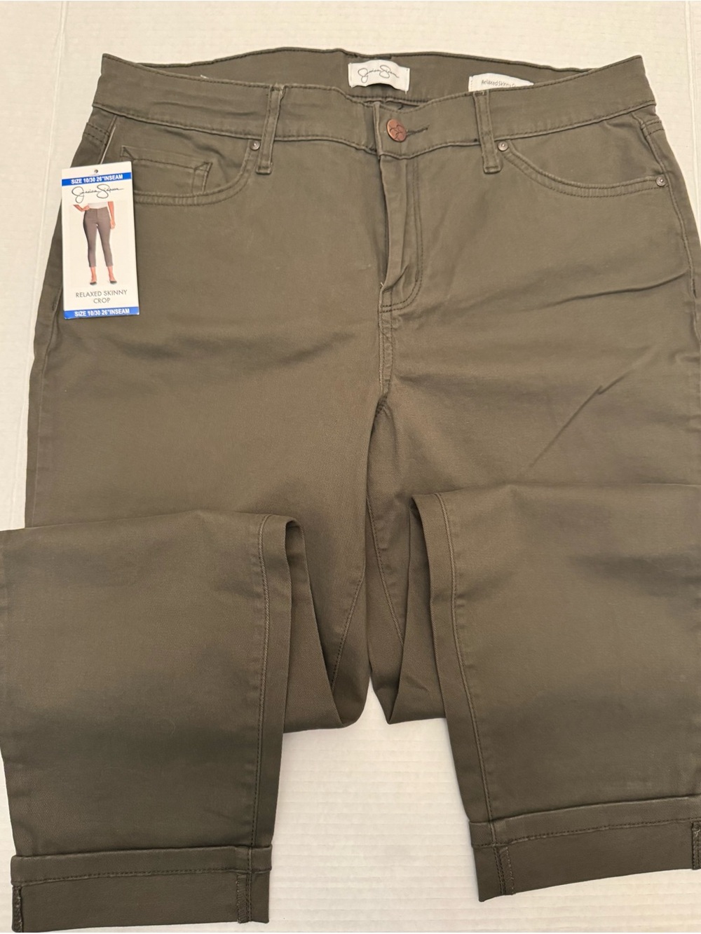 Jessica Simpson Cropped Relaxed Skinny Jeans - Olive